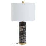 Ebony Black Marble Table Lamp with Ivory Shade