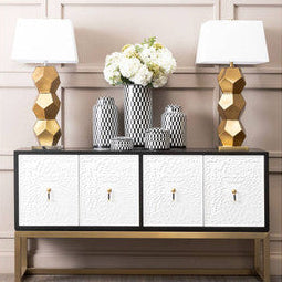 Eleri Gold Glass Table Lamp with Chrome Base