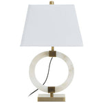 Elora Circular Marble Table Lamp with Ivory Shade