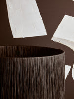 Carta White Papier Mache Table Lamp With Black Raffia Shade