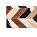 Bosie Safira Large Brown Hair on Leather Chevron Patchwork Rug