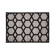 Bosie Safira Small Grey Rug with Black Hair on Leather