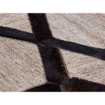 Bosie Safira Small Grey Rug with Black Hair on Leather