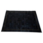 Bosie Safira Small Black hair on leather Patchwork Rug With Gold Studs