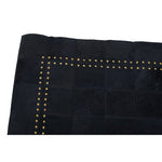 Bosie Safira Small Black hair on leather Patchwork Rug With Gold Studs