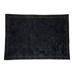 Bosie Safira Large Black Hair on Leather Patchwork Rug With Gold Studs