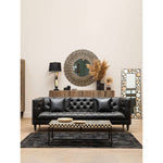 Bosie Safira Large Black Hair on Leather Patchwork Rug With Gold Studs
