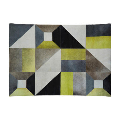 Bosie Safira Large Abstract Hair on Leather Patchwork Rug
