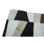 Bosie Safira Small Geometric Striped Hair on Leather Patchwork Rug