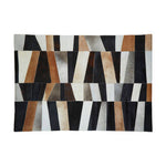 Bosie Safira Large Geometric Striped Hair on Leather Patchwork Rug