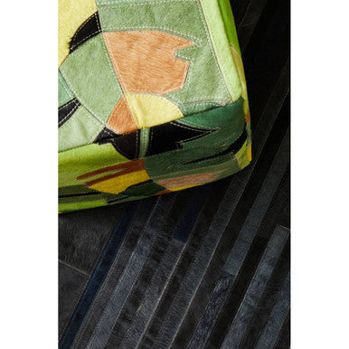 Bosie Safira Small Black And Grey Deco Hair on Leather Rug