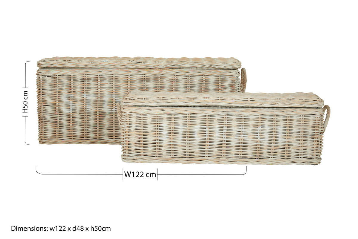 Argento Whitewash Rattan Storage Boxes-Set of 2