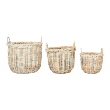 Argento Whitewash Rattan Storage Baskets