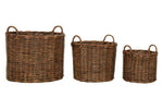 Argento Brown Rattan Storage Baskets- Set of 3
