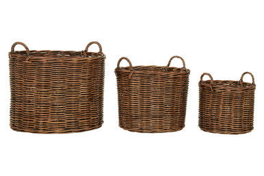 Argento Brown Rattan Storage Baskets- Set of 3