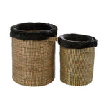 Bora Set of 2 Seagrass Baskets with Faux Fur Trim