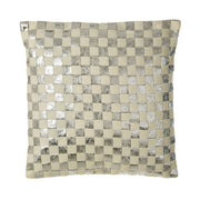 Bosie Kensington Townhouse Square Ivory And Silver Check Cushion