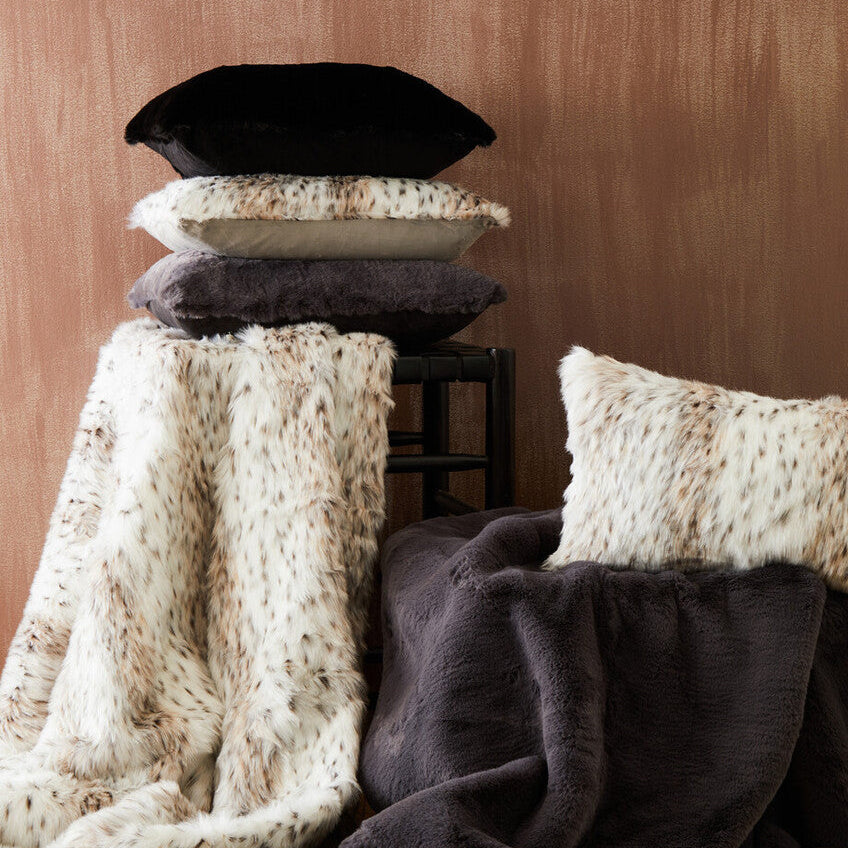 Bosie Lamina Grey Square Fur Cushion