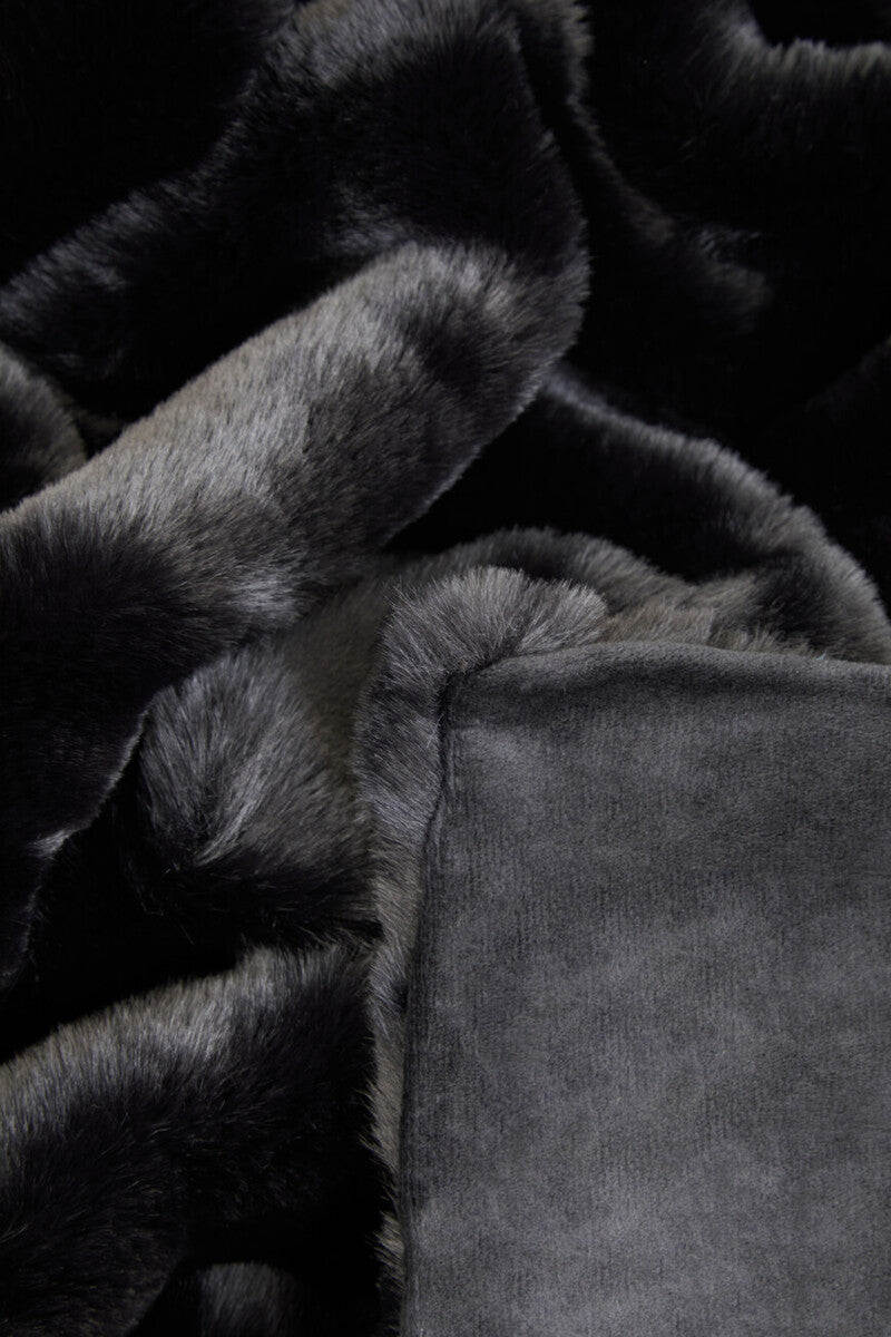 Bosie Lamina Black Fur Throw