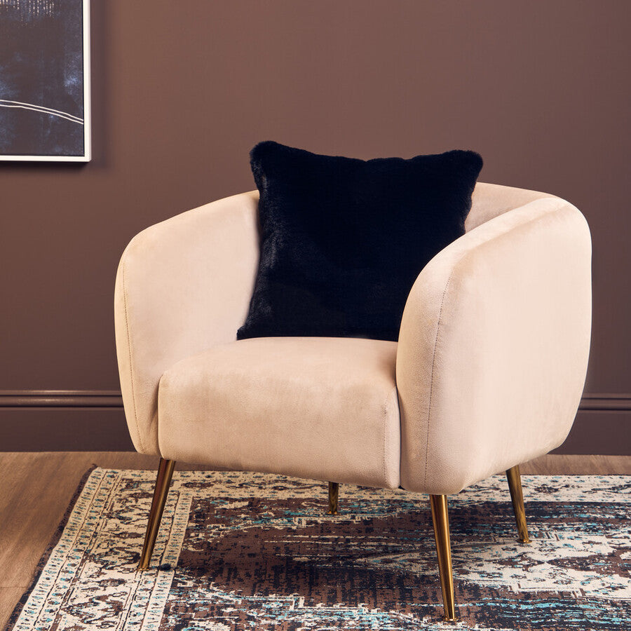 Bosie Lamina Black Square Fur Cushion