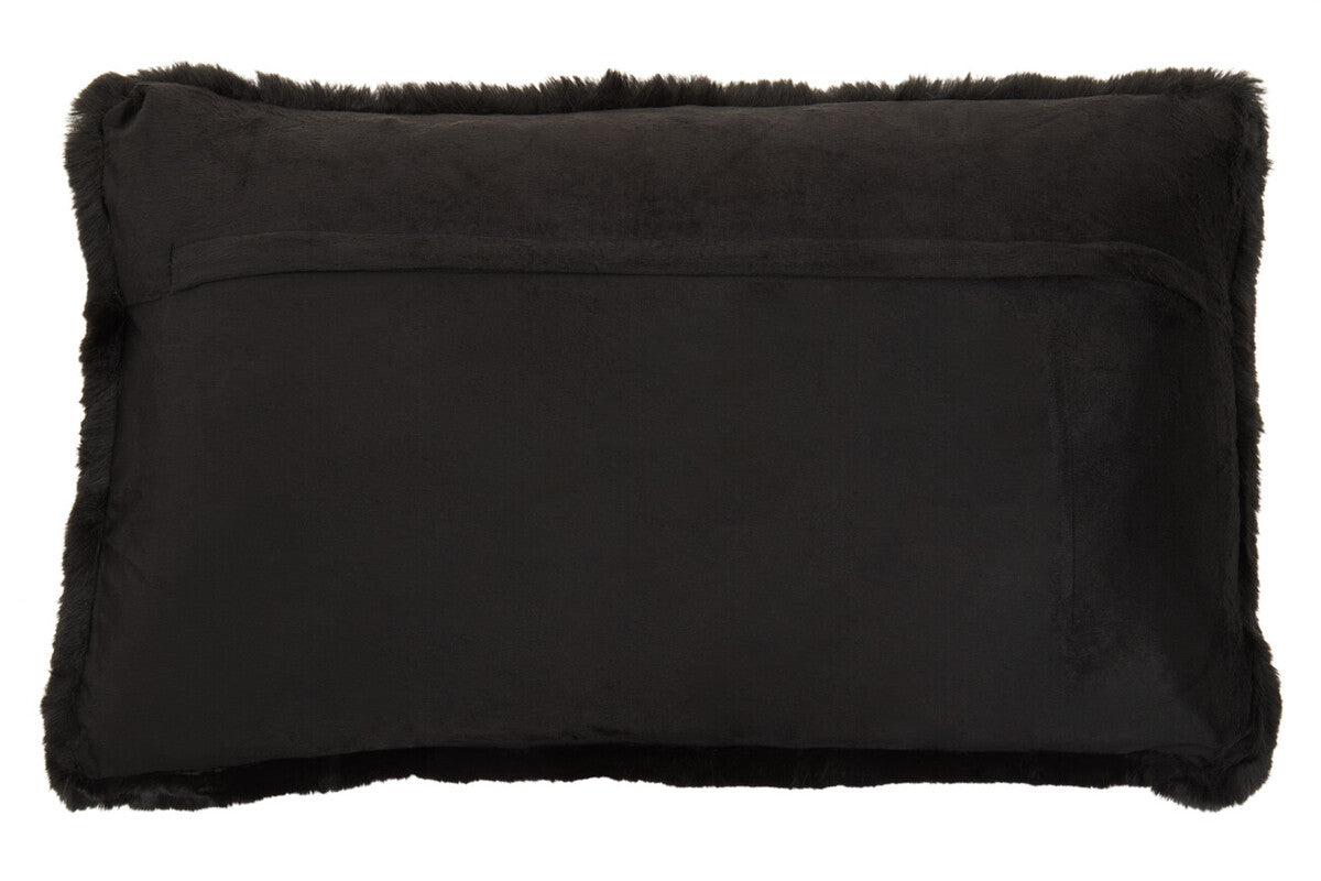 Bosie Lamina Black Rectangular Fur Cushion