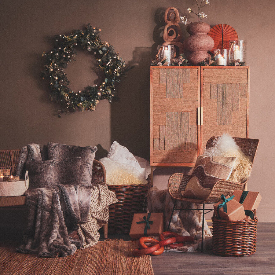 Bosie Lamina Mocha Ombre Square Fur Cushion