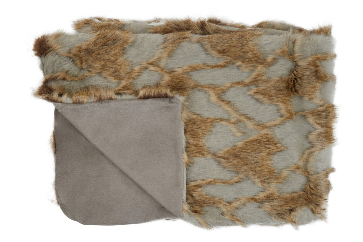 Bosie Lamina Grey And Natural Fur Throw
