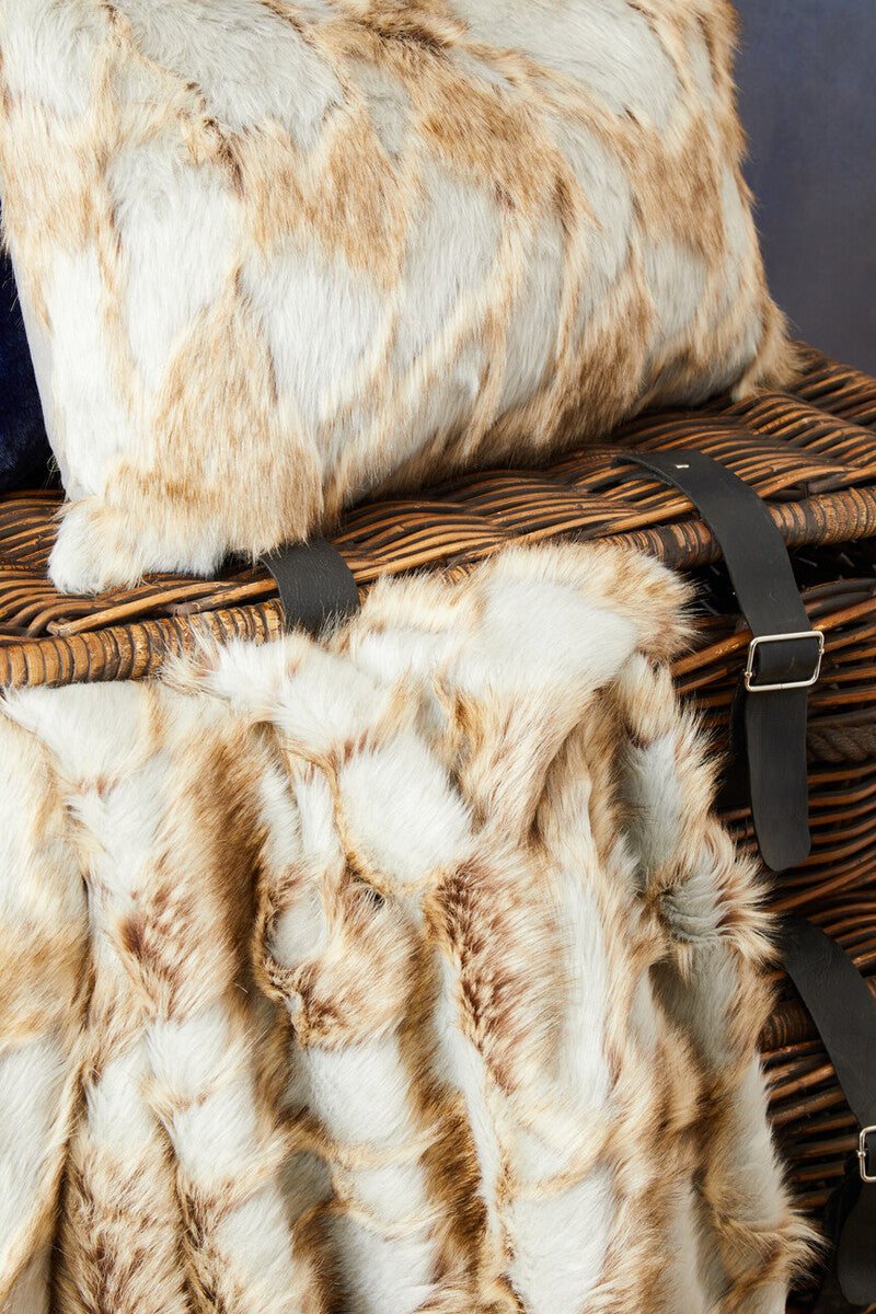 Bosie Lamina Grey And Natural Fur Throw