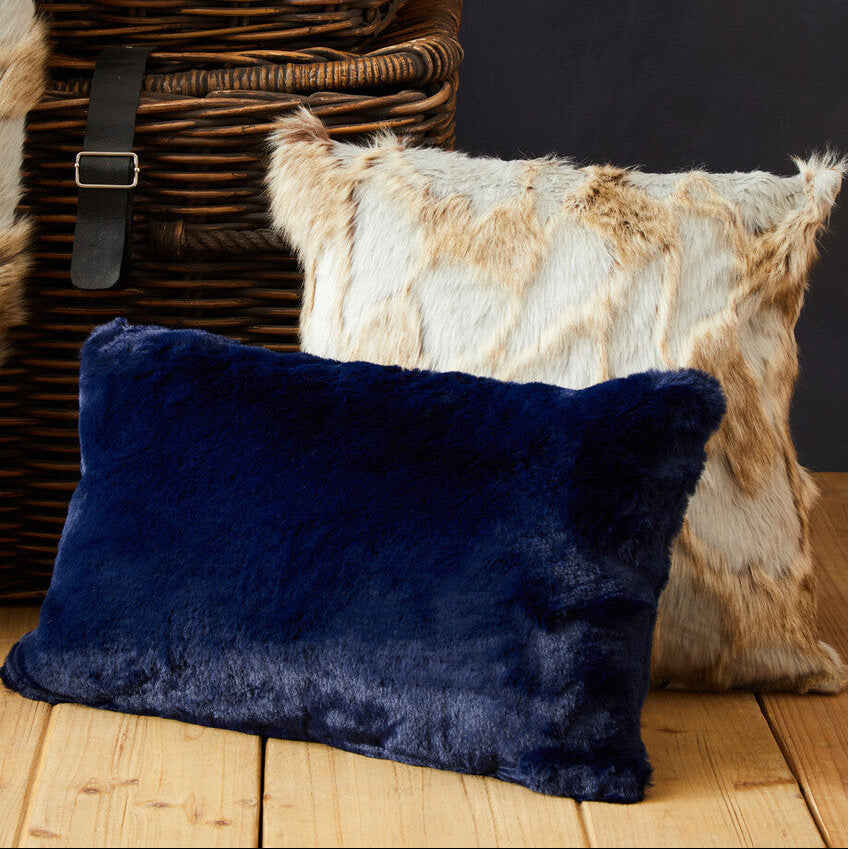 Bosie Lamina Grey And Natural Square Fur Cushion