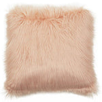 Bosie Mongolian Faux Fur Pink Square Cushion
