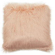 Bosie Mongolian Faux Fur Pink Square Cushion