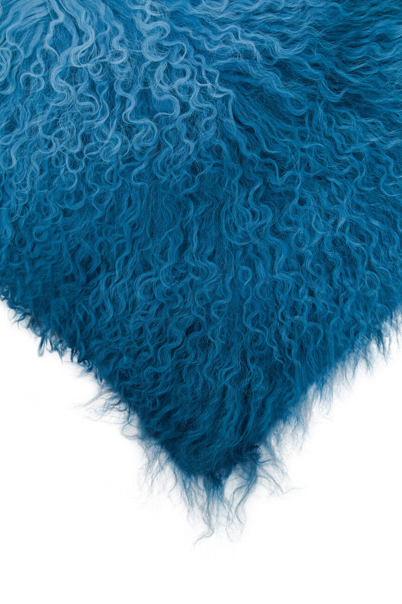 Bosie Real Mongolian Fur Blue Ombre Rectangular Cushion