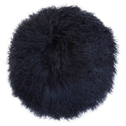 Bosie Real Mongolian Fur Black Round Cushion