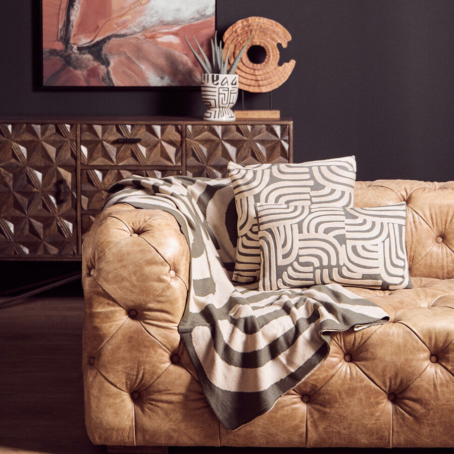 Bosie Ozella Natural And Green Rectangular Cushion