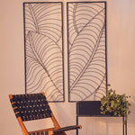 Trento Small Black Metal Frame Leaf Design Wall Art