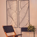 Trento Large Black Leaf Design Wall Art