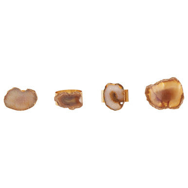 Bowerbird Agata Natural And Gold Napkin Rings