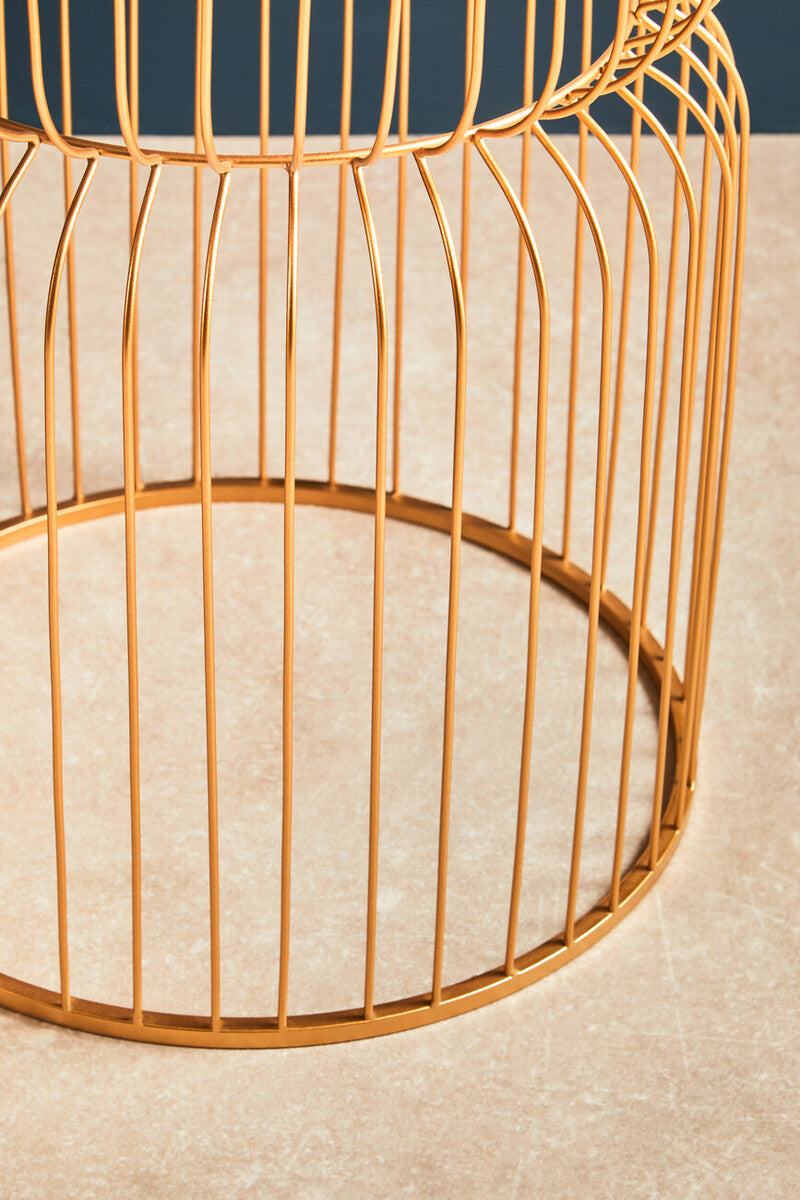 Avantis Gold Metal Wireframe Round Side Table