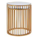 Avantis Gold and Mirror Top Set of 2 Round Side Tables