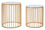 Avantis Gold and Mirror Top Set of 2 Round Side Tables