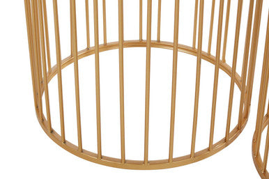 Avantis Gold and Mirror Top Set of 2 Round Side Tables