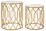 Avantis Set Of 2 Gold Frame Round Side Tables