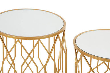 Avantis Set Of 2 Gold Frame Round Side Tables