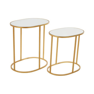 Avantis Gold Finish Set Of 2 Oval Side Tables