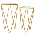 Avantis Set Of 2 Gold Finish Triangle Tables