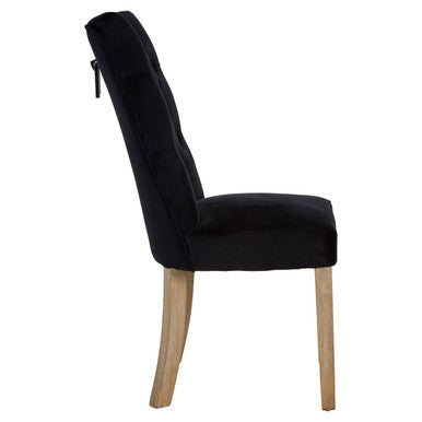 Kensington Townhouse Black Buttoned Dining Chair with Antique Legs
