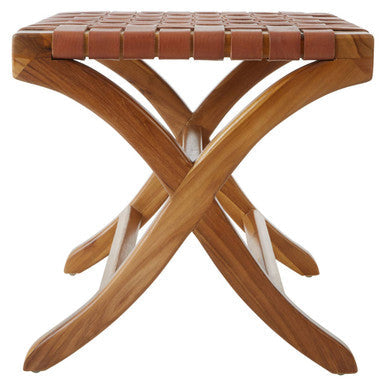 Kendari Brown Woven Leather Stool