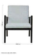 Kendari Grey Leather Chair with Black Teak Frame