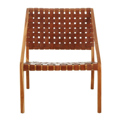 Kendari Tan Woven Leather And Teak Chair