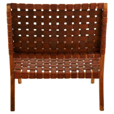 Kendari Tan Woven Leather And Teak Chair